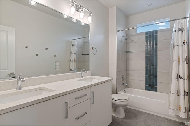4582 S Sophia Ln, Washington, UT 84780 - full bath with a sink, shower / tub combo, tile patterned floors, and toilet