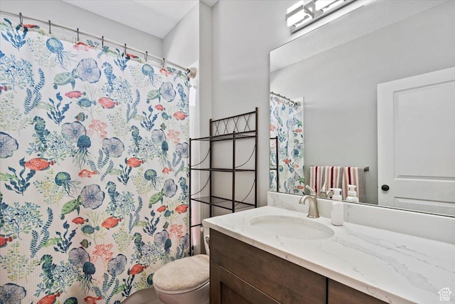 393 S Corner View Dr, Tooele, UT 84074 - full bathroom with vanity, toilet, and a shower with curtain