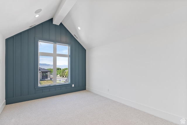 1682 N 2250 W, Provo, UT 84604 - bonus room with baseboards, vaulted ceiling with beams, carpet flooring, and recessed lighting