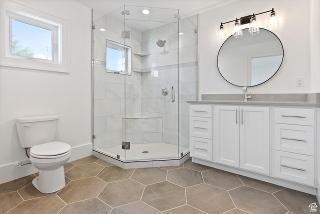 1682 N 2250 W, Provo, UT 84604 - full bathroom featuring vanity, tile patterned floors, a shower stall, and toilet