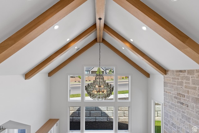 1682 N 2250 W, Provo, UT 84604 - interior details with recessed lighting, beam ceiling, and a chandelier
