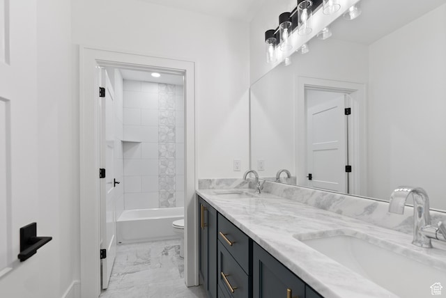 1682 N 2250 W, Provo, UT 84604 - bathroom with double vanity, toilet, a sink, and marble finish floor