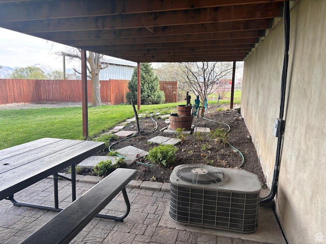 80 S 6000 W, Mendon, UT 84325 - view of patio / terrace with outdoor dining area, central air condition unit, and fence