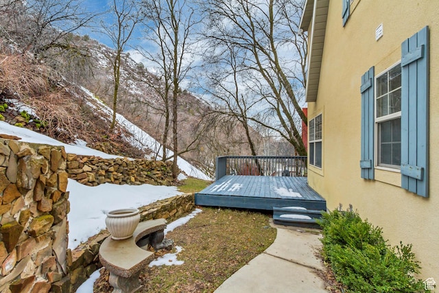 3895 S Grindstone Dr, Springville, UT 84663 - yard layered in snow featuring a deck