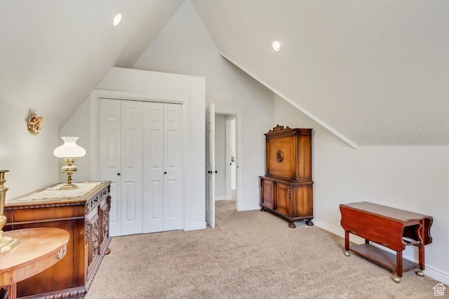 3895 S Grindstone Dr, Springville, UT 84663 - bonus room with light carpet, baseboards, and lofted ceiling
