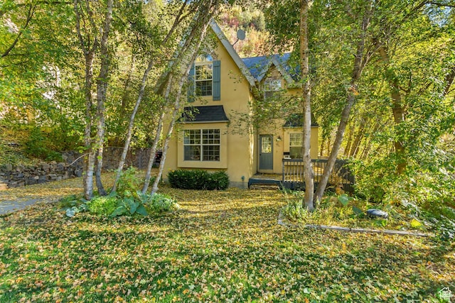 3895 S Grindstone Dr, Springville, UT 84663 - view of front of property with a shingled roof and stucco siding