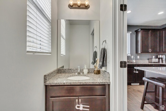 bathroom featuring wood finished floors and vanity