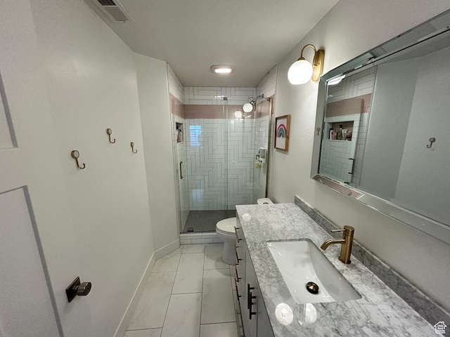 10124 S Autumn Breeze Ln W, South Jordan, UT 84009 - full bath with a shower stall, vanity, visible vents, toilet, and baseboards