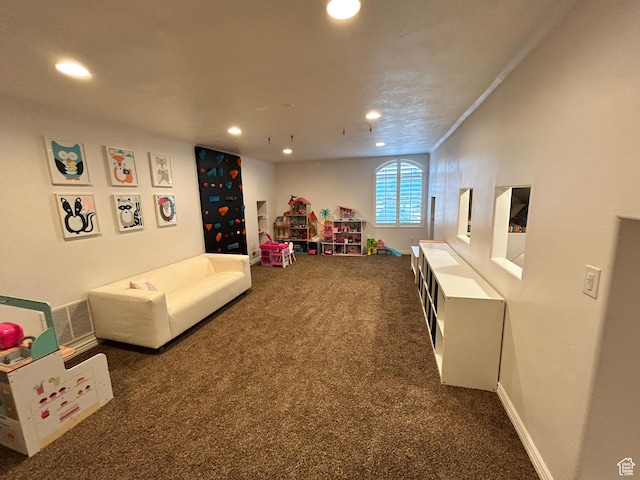 10124 S Autumn Breeze Ln W, South Jordan, UT 84009 - rec room featuring recessed lighting, carpet flooring, visible vents, and baseboards