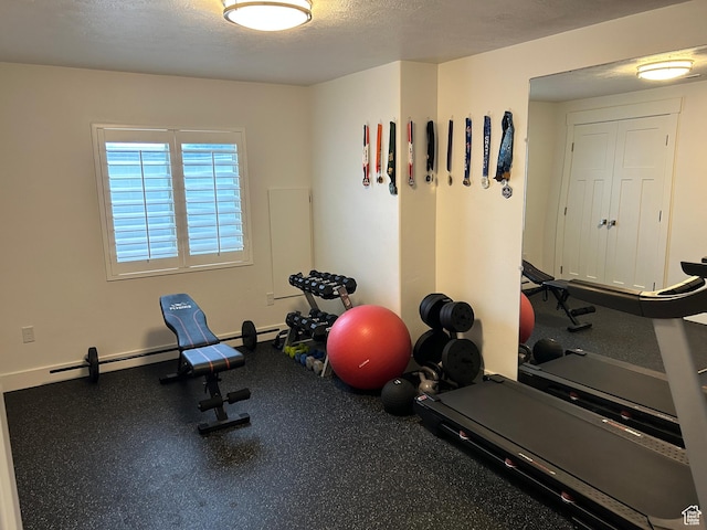 10124 S Autumn Breeze Ln W, South Jordan, UT 84009 - workout room with a textured ceiling and baseboards