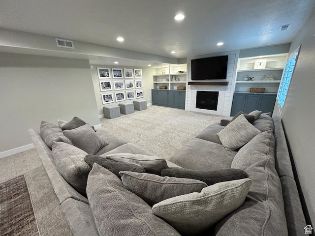 10124 S Autumn Breeze Ln W, South Jordan, UT 84009 - living room with carpet floors, baseboards, recessed lighting, and visible vents