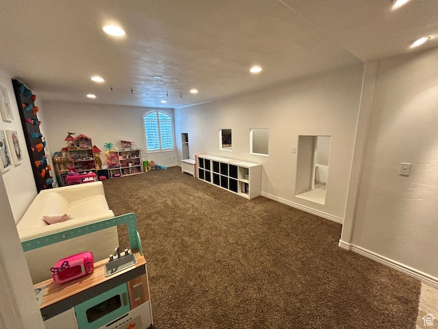 10124 S Autumn Breeze Ln W, South Jordan, UT 84009 - game room with baseboards, carpet, and recessed lighting