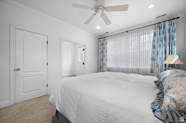 6041 S 2230 E, Holladay, UT 84121 - carpeted bedroom featuring recessed lighting, visible vents, crown molding, and baseboards