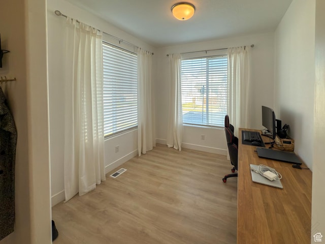 5051 W Bilston Ln S, Herriman, UT 84096 - office area featuring light wood-style flooring, baseboards, and visible vents