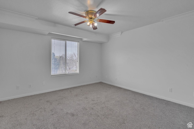 8079 S Juniper Ct, South Weber, UT 84405 - carpeted empty room with ceiling fan, baseboards, and ornamental molding