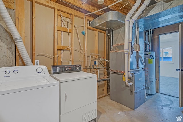 8079 S Juniper Ct, South Weber, UT 84405 - laundry room with washer and clothes dryer, laundry area, and gas water heater