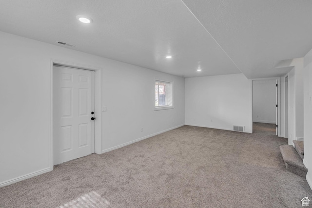 8079 S Juniper Ct, South Weber, UT 84405 - below grade area featuring recessed lighting, visible vents, and carpet floors