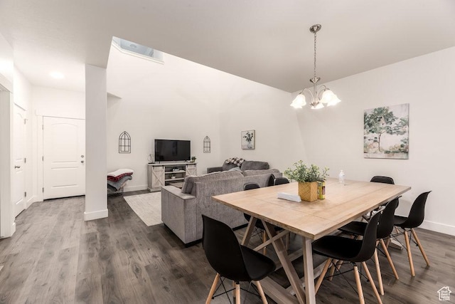 3833 W 1960 N, Lehi, UT 84043 - dining room with an inviting chandelier, baseboards, and dark wood-style flooring