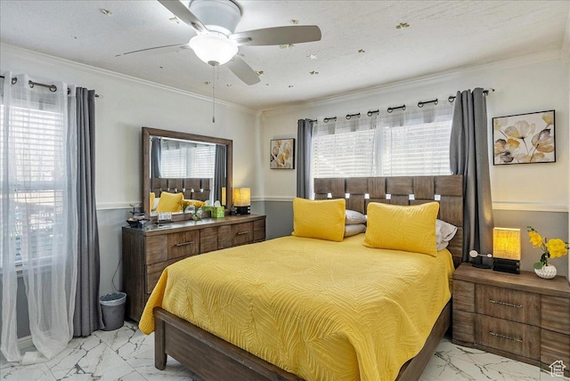 3165 S 2000 E, Millcreek, UT 84109 - bedroom featuring crown molding, ceiling fan, and marble finish floor