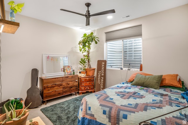 160 W Pebble, Rockville, UT 84763 - bedroom with multiple windows, recessed lighting, and ceiling fan