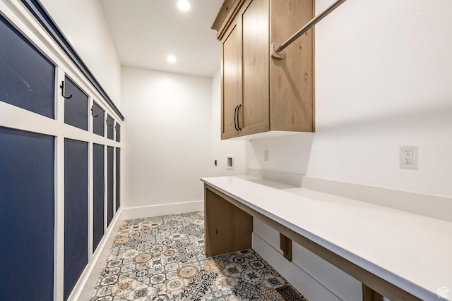 159 E 625 S, Mantua, UT 84324 - unfurnished office featuring built in study area, recessed lighting, light tile patterned flooring, and baseboards