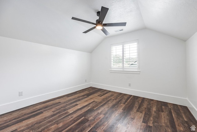 159 E 625 S, Mantua, UT 84324 - additional living space featuring dark wood-style flooring, lofted ceiling, a ceiling fan, and baseboards