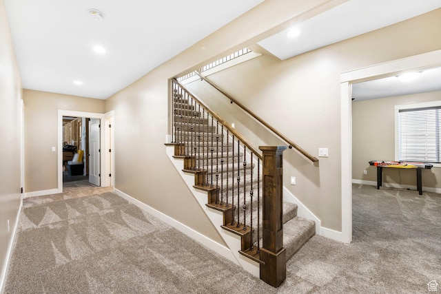 1125 S 400 E, Salem, UT 84653 - stairs featuring carpet flooring, baseboards, and recessed lighting