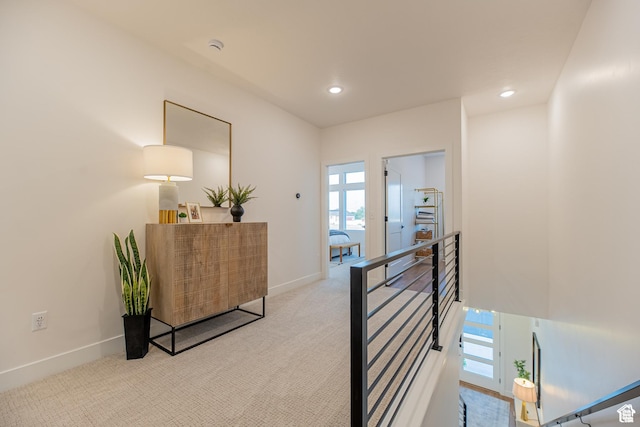 4342 W 5430 S Unit A, Hooper, UT 84315 - corridor with carpet, baseboards, an upstairs landing, and recessed lighting