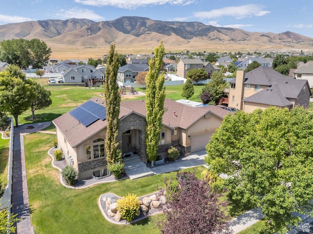 4071 S Sandpiper Ln, Saratoga Springs, UT 84045 - drone / aerial view featuring a mountain view and a residential view