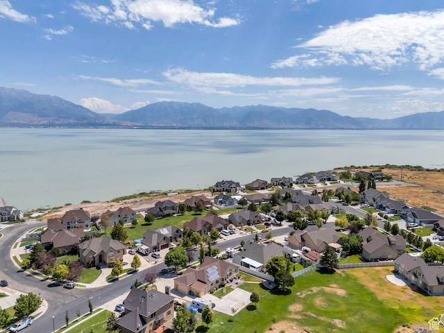 4071 S Sandpiper Ln, Saratoga Springs, UT 84045 - aerial view featuring a water and mountain view and a residential view
