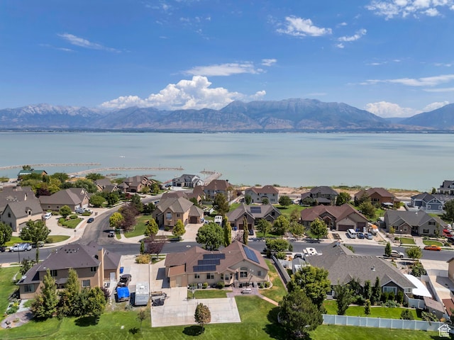 4071 S Sandpiper Ln, Saratoga Springs, UT 84045 - drone / aerial view with a water and mountain view and a residential view