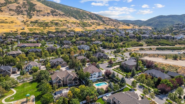 bird's eye view with a mountain view and a residential view
