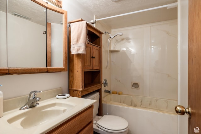 1083 N 1250 W, Layton, UT 84041 - bathroom with vanity,  shower combination, a textured ceiling, toilet, and visible vents
