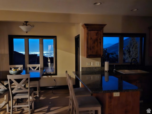 dining room featuring recessed lighting