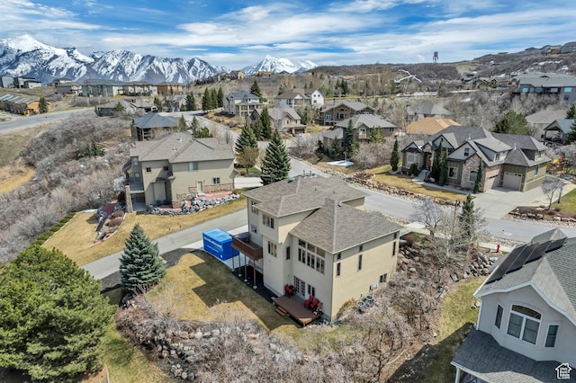 bird's eye view with a mountain view and a residential view