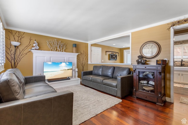 395 Fairlane Dr, Tooele, UT 84074 - living room with crown molding and dark wood-style flooring