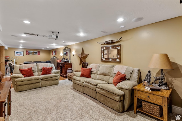395 Fairlane Dr, Tooele, UT 84074 - carpeted living room featuring recessed lighting and bar