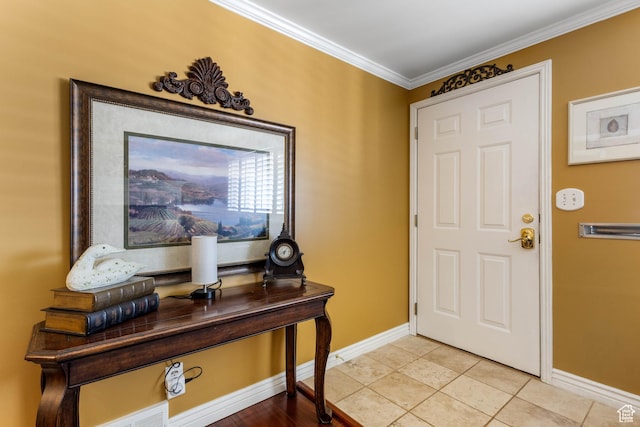 395 Fairlane Dr, Tooele, UT 84074 - foyer entrance with baseboards, crown molding, and light tile patterned flooring