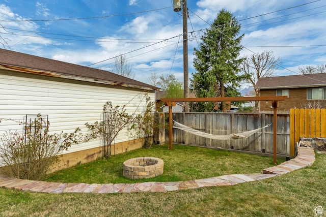 980 Hudson St, Ogden, UT 84404 - view of yard featuring an outdoor fire pit and fence
