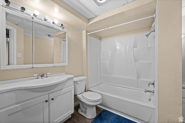 146 W 400 S, Tooele, UT 84074 - bathroom with toilet, wood finished floors, vanity, and shower / tub combination
