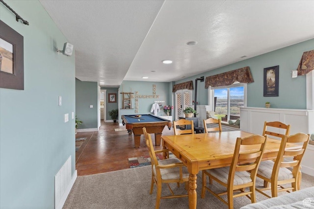 106 N Bear River Blfs, Preston, ID 83263 - dining area featuring billiards, baseboards, finished concrete flooring, and recessed lighting
