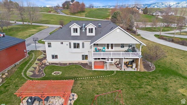 106 N Bear River Blfs, Preston, ID 83263 - rear view of property featuring a patio, a yard, and a pergola