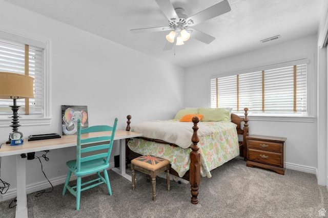 225 W 925 N, Centerville, UT 84014 - bedroom with ceiling fan, carpet flooring, baseboards, and visible vents