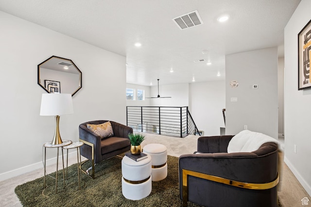 1514 E Livi Ln N Unit 10, Saratoga Springs, UT 84045 - sitting room with an upstairs landing, carpet floors, baseboards, and recessed lighting