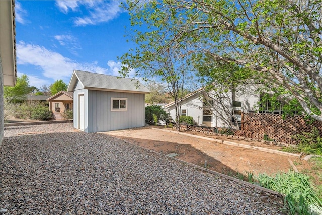 exterior space with an outbuilding