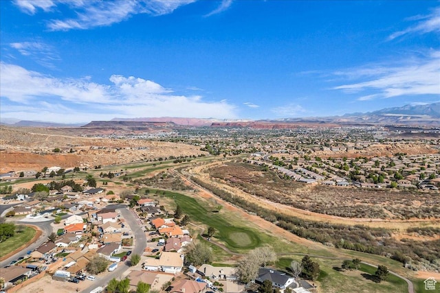 birds eye view of property featuring a residential view and a mountain view