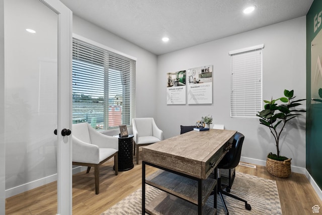 199 N Mia Cv E Unit 12, Saratoga Springs, UT 84045 - office area with baseboards, light wood-style floors, a textured ceiling, and recessed lighting