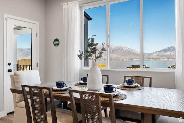 199 N Mia Cv E Unit 12, Saratoga Springs, UT 84045 - dining room with plenty of natural light, a water and mountain view, and light wood-style floors