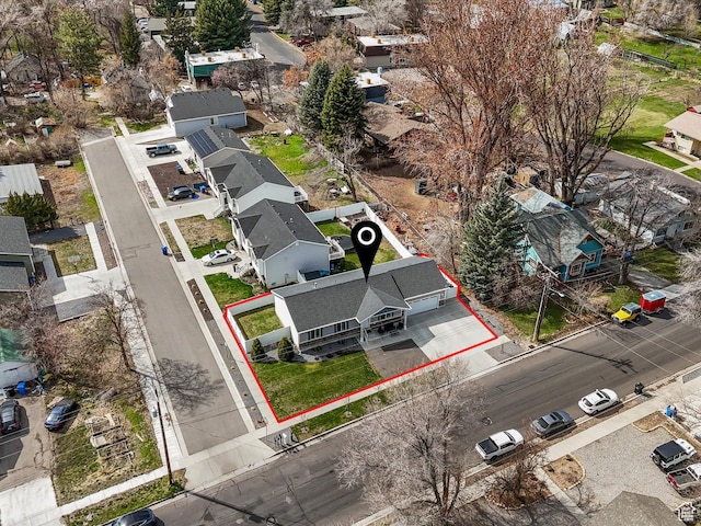131 Crockett Ave, Logan, UT 84321 - aerial perspective of suburban area featuring property parcel outlined