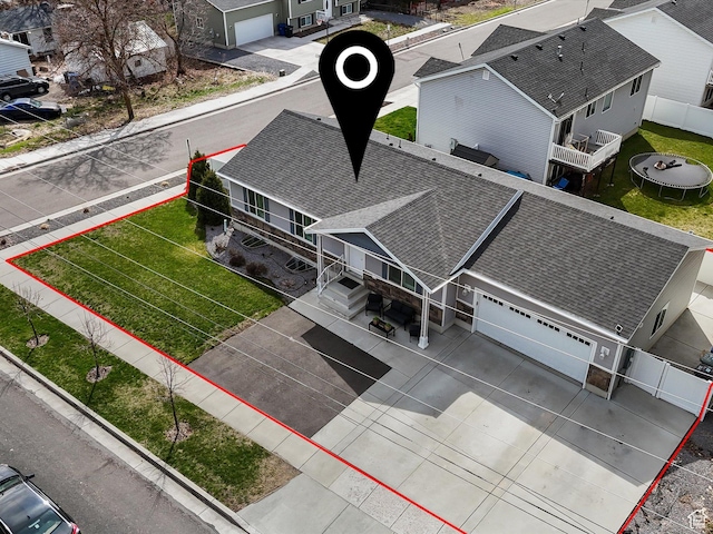 131 Crockett Ave, Logan, UT 84321 - aerial perspective of suburban area with property parcel outlined